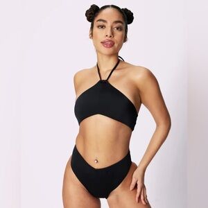 PARADE Summer Skin Cutout One-Piece Swimsuit- Black Halter Bikini